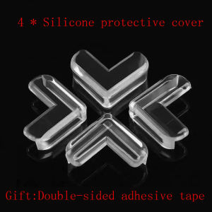 4 Pcs/Set Child Safety Soft Transparent PVC Protector Children Anti Collision Edge Guard Baby Safety Corner Protection Table Silicone Edge Corner Guard Anti Collision Desk Protection Cover Kids Desk Guards
