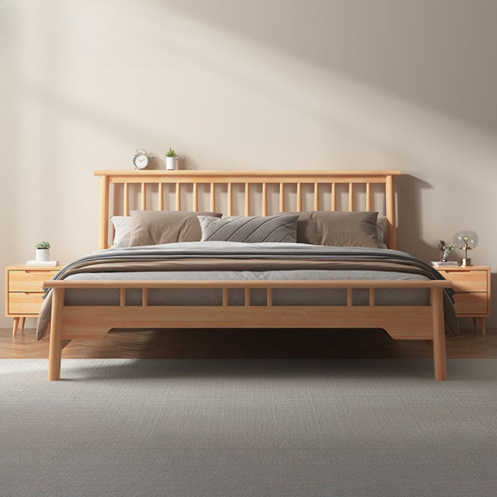 Nordic Full Solid Wood Bed Windsor Bed Modern Minimalist Log Master ...