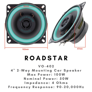 CPA 1Pc ROADSTAR Car Speaker Dual Cone Audio System 2-Way VO-402 /VO-502 / VO-602 Tweeter
