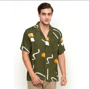 MUST Kemeja Pantai Printing Pria Wanita Motif Abstrak Vintage Casual Shirt Lengan Pendek Kekinian