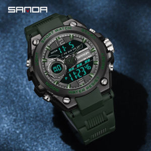SANDA Sports Military Mens Watches Waterproof Quartz Wristwatch LED Digital Watch for Men Clock