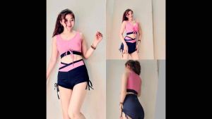 Bộ tập gym aerobic dance yoga nữ cao cấp áo rút ngực phối quần đùi rút dây