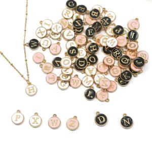 10 Cái/lốc 12Mm Bảng Chữ Cái Hai Mặt Men Charms Handmade Mặt Dây Chuyền Trang Sức Tự Làm Làm Vòng Đeo Tay Đính Hạt