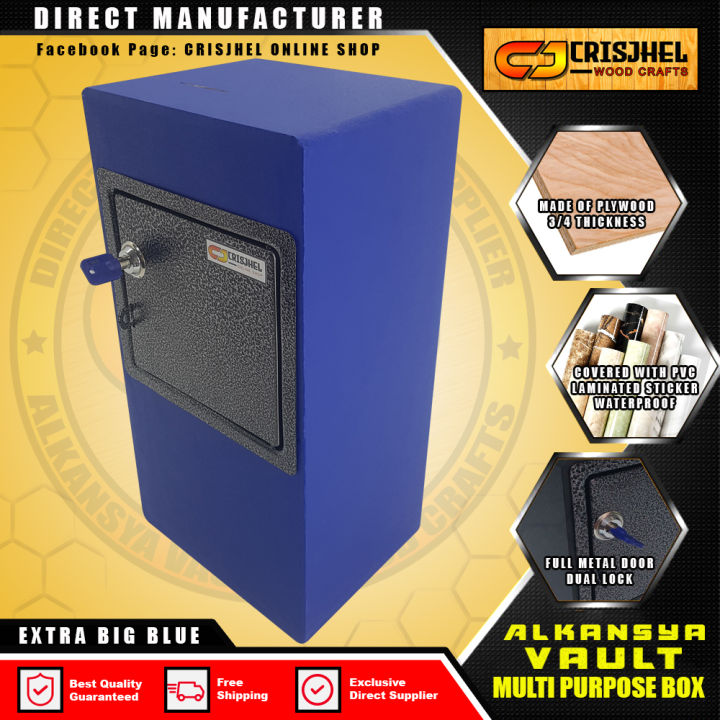 EXTRA BIG-BLUE Alkansya Vault & Multipurpose Safety Box (Classic ...