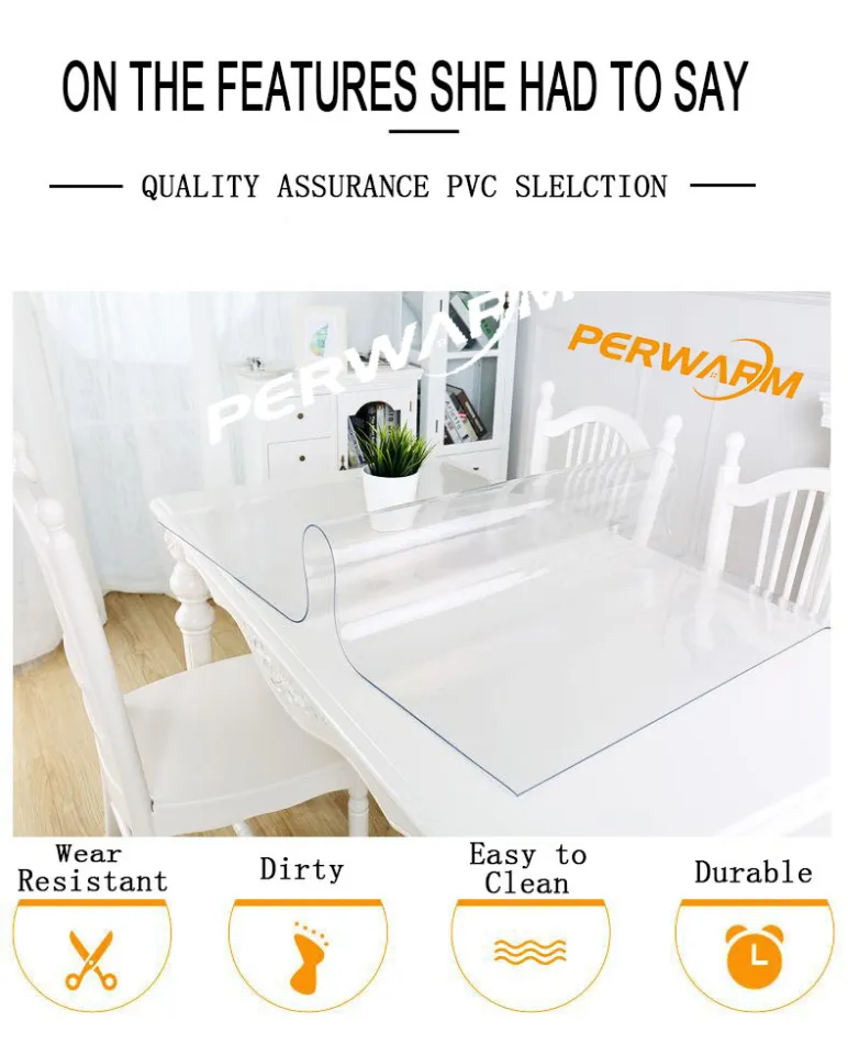 2mm Transparent Rectangle)Thick Crystal Clear Table Protector for
