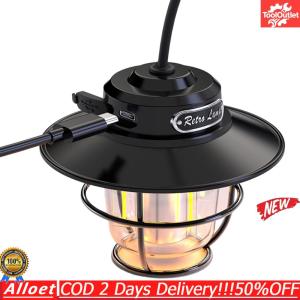 [ToolOutlet]LED Portable Camping Light Vintage 200LM Atmosphere Lamp Stepless Dimming Type-C USB Rechargeable for Hiking Fishing Emergency