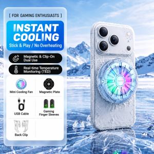 Phone Cooler -15°C TEC Semiconductor Cooling Fan Magnetic Clip-On 17mm Ultra Thin RGB Gaming Cooler