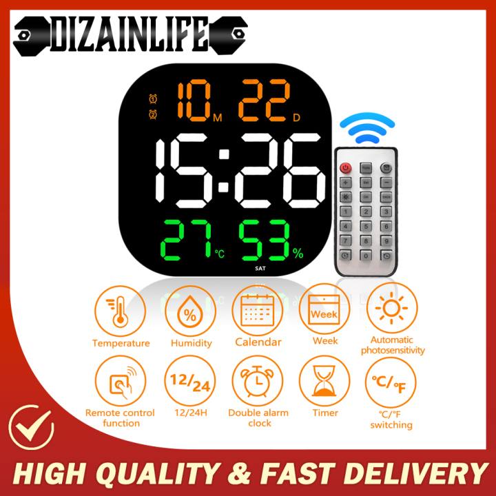 Wall mounted digital wall clock remote control large display clock with