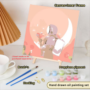 20*20cm Framed High-quality Digital Oil Paint by Numbers on Canvas Hand-Filled Oil Paint by Numbers DIY Acrylic Painting Kit for Home Decor Birthday Gift