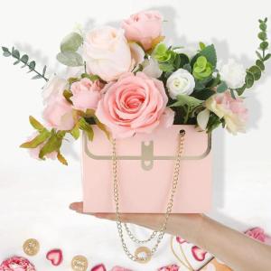 Flower Packaging Box Gift Bag With Chain Valentine Day Wedding Supplies Flower Shop Rose Wrapping Paper Bag Portable Box