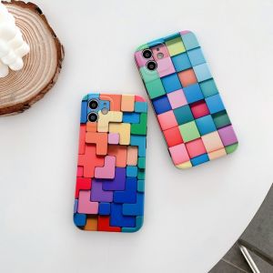 CrashStar 3D Color Block Soft Silicone Protective Phone Case For iPhone 14 13 12 11 Pro Max Mini X XR XS 7 8 Plus +SE 2020 IMD Soft Case Cover Hot Sale