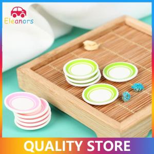 [Eleanor] 5pcs bag 1:12 Dollhouse Miniature Colorful Plate Dishes Kitchen Accessories Toys