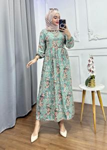 Midi Dress Lengan Panjang Bahan Rayon Premium Adem Kualitas Terbaik