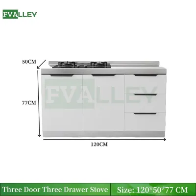 FVALLEY Stainless Steel Kitchen Cabinet Gas Stove Cabinet Sink Cabinet Combined Cupboards