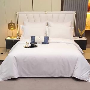 X All-season hotel-quality pure cotton linen white satin four-piece bedding set with duvet cover suitable for guesthouses and hotels can be embroidered LOGO