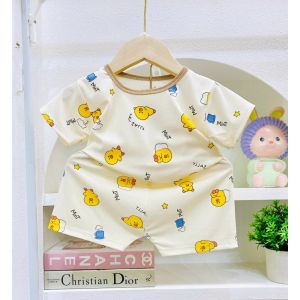 (5-15kg) Bộ Cộc Tay Thun Lạnh Cực Mát Cho Bé Sơ Sinh  Minky Moon In Cổ Viền Hình Con Vật Đáng Yêu