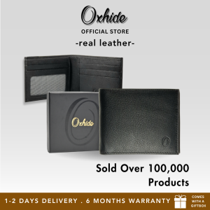 Wallet Men Black/Brown Bifold Lucky Wallet full Grain Leather Wallet with NO HOLE Black/Brown Wallet -OXHIDE HPOX