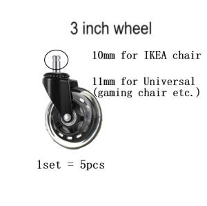 OFFICE CHAIR ROLLER REPLACEMENT SET/50MM&75MM HEAVY DUTY OFFICE CHAIR CASTOR/CASTOR RODA Gaming Chair Ergonomic Chair Replacement Wheel