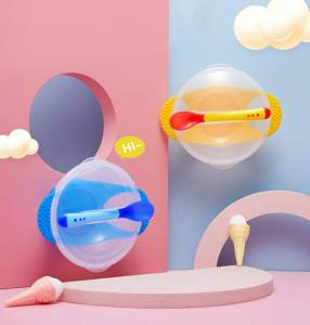 ชุดชามสําหรับเด็ก ชามก้นดูด ชามข้าวเด็ก ชามอาหารเด็กพร้อมฝาปิด ช้อนวัดอุณหภูมิได้ ช้อนเปลี่ยนสี มีทั้งแบบเซ็ตและแบบแยก