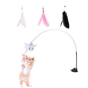 Mainan Bulu Tongkat Lentur Bisa Di Lepas Pasang Untuk Kucing Anjing Dengan Suction Cup/Cat Teaser Stick HHG