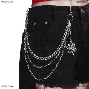 [COD] WEICHENG Fashion Punk Metal Pants Chain Hip Hop Waist Chain Spider Web Pendant Jeans Chain For Men Women Accessories Gifts