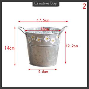 [Creative] Vintage Iron Flower Pot Desktop Flower Vase Plant Flowerpot Balcony Plant Bucket