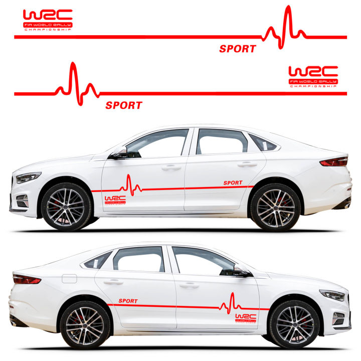 2Pcs Car modified waist line electrocardiogram whole car stickers WRC ...