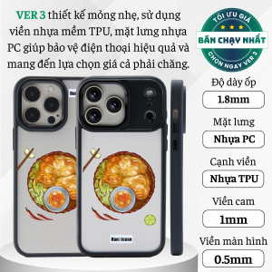 Ốp Lưng Điện Thoại Han icase Cho iPhone 12/13/14/15/16/17 Chống Sốc Chống Ố Vàng Hình In Bánh Tôm Hồ Tây