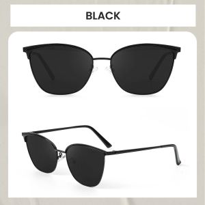 Berrybarton Kacamata Hitam Anti UV400 Sunglasses Outdoor Kacamata Semi Cat Eye Metal Wanita 80-689