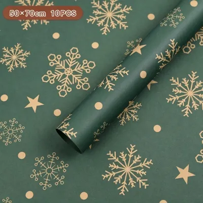 【2026 2027 New Arrival】Christmas Wrapping Paper 10 Pcs 50×70CM Xmas Ribbon 20M for Xmas Gift Wrapping Papers Holiday Gift Packing Paper Christmas Present Party Home Decor Supplies