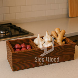 SidsWood [R3S] Rak Kayu Jati Belanda 3 Sekat Serbaguna untuk Amenities Bumbu Alat Tulis dan lain-lain