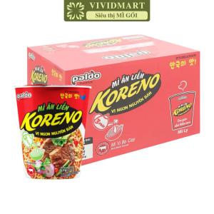 [THÙNG 24 LY] - PALDO - Mì ly Koreno 2 vị: Bò cay Kim chi Mì ly ăn liền Koreno Hàn Quốc Mì ly Koreno ăn liền (65g/ly)