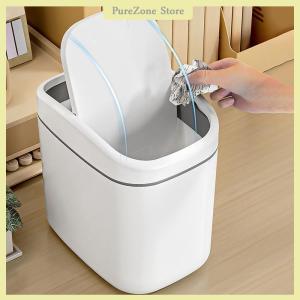 [PureZone] ถังขยะพลาสติกขนาดเล็กถังขยะขนาดเล็กพร้อมฝาปิดแบบเขย่าสำหรับใช้ในบ้านสำนักงานถังขยะทำความสะอาดในครัวเรือน