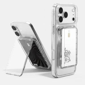 YESHE 2 Card Slots For MagSafe Card Sleeve Shockproof Transparent Wallet Phone Case Detachable ic Stand Card Holder for iphone 17/16/15/14/13/12