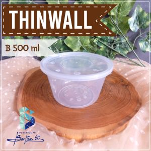 Thinwall Cup B500 – 500ml | Cup Plastik Bening Bulat | Isi 25 pcs | BPA Free | Tebal 0.45mm | Wadah Puding Dessert Salad Minuman | Cocok Untuk Dessert Jelly Es Kopi