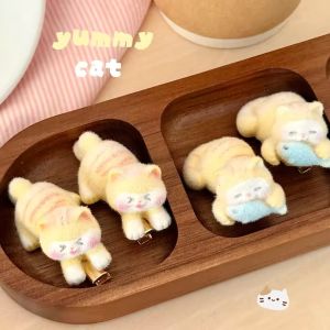 4PCS Cartoon Cute Cat Eating Fish Hair Clip for Girls Sweet Lucky Cat Shaped Hair Pins Duck Beak Side Bangs Clip Gift