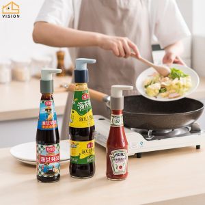 Vision Oyster Sauce Ketchup Bottle Pressure Nozzle Squeeze Household Chili Sauce Pump Head Squeezer Quantitative Bottle Press Type Essential Press Tool for Home Kitchen Sauce Bottle