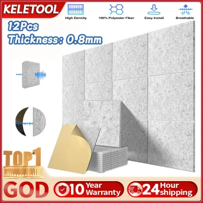 Self-Adhesive Acoustic Panels 12 Pack 12x12 Soundproof Foam Padding Noise Dampening for Walls Home Studios