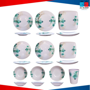 Emerald Leaf Melamine  Dinnerware Plate Mangkok Bowl Plate tumbler Spoon green Giftable Platito hig.