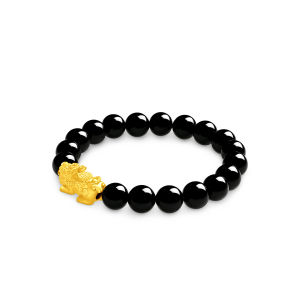Chow Tai Fook 999 Pure Gold PiXiu Bracelet with Chalcedon Bracelet - EOR203