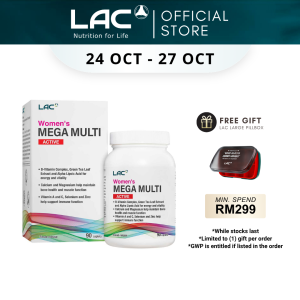 [Exp:10-27] LAC Womens Mega Multi Active Timed-Release 90s | Multivitamin Extra Energy Focus Stress Support 01407360
