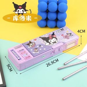 Kawaii Sanrio Kuromi Melody Password Lock Pencil Case Cartoon Cute Pochacco Cinnamoroll Multi Functional Large Capacity Storage Stationery Box Student Gift