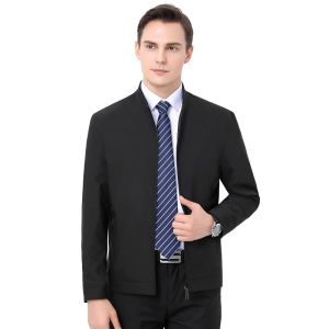 Mens Executive Jacket with Lapel Lapel Casual Leather Jackets Stand Collar Men Blazer