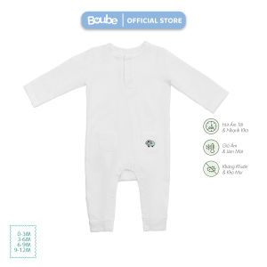 Bộ bodysuit bộ liền thân cài thẳng dài tay 2 túi nhiều màu sắc cho bé Boube vải Cotton organic thoáng mát - Size 0-12M