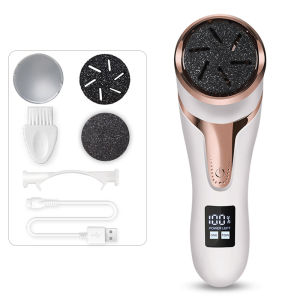 luccica- Rechargeable Electric Foot Callus Pedicure Callus Peeling Vacuum Cleaner LCD 3 Quartz Heads  Foot SCruber Foot Peeler