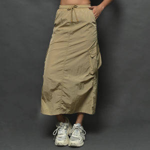QUEENTIN Rok Kargo Wanita Casual 0401 Katun Parasut Twill Polos Premium