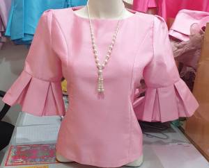 🎠 เสื้อผู้ใหญ่ มีหลายสี เสื้อออกงานบุญ งานบวช ชุดไทยประยุกต์ ผ้าไหมไทย อัดกาว Size M-2XL (อก 36"-42") Thai