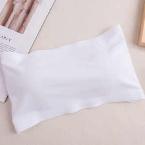 ZXYOUPING Women Ice Silk Strapless Bras Wrapped Chest Without Steel Ring Bras Underwear Stretchy Removable Padded Solid Color