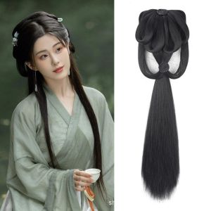PHANT Traditional Chinese Ancient Wig Long Straight Lazy Costume Wig Integrated Hair Bun Gentle Hairpiece Women Hanfu Wigs Photography