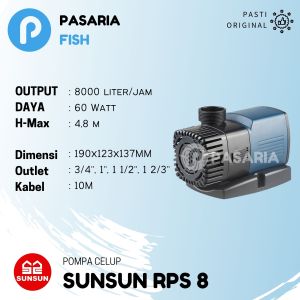SUNSUN RPS8/RPS 8 8000 liter/jam Pompa Celup Kolam Hemat Listrik